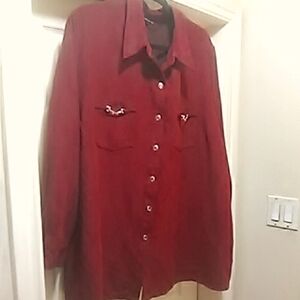 Women's Red Button-Up Shirt